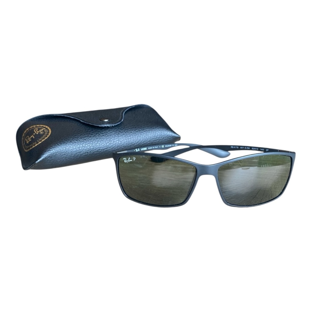 RAY-BANS RB4179 LITEFORCE Polarized Black Matte Green Lens Sunglasses w/ Case